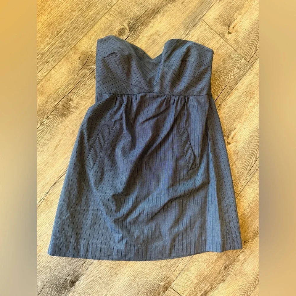 Tibi Strapless navy pinstripe dress nwt size 6